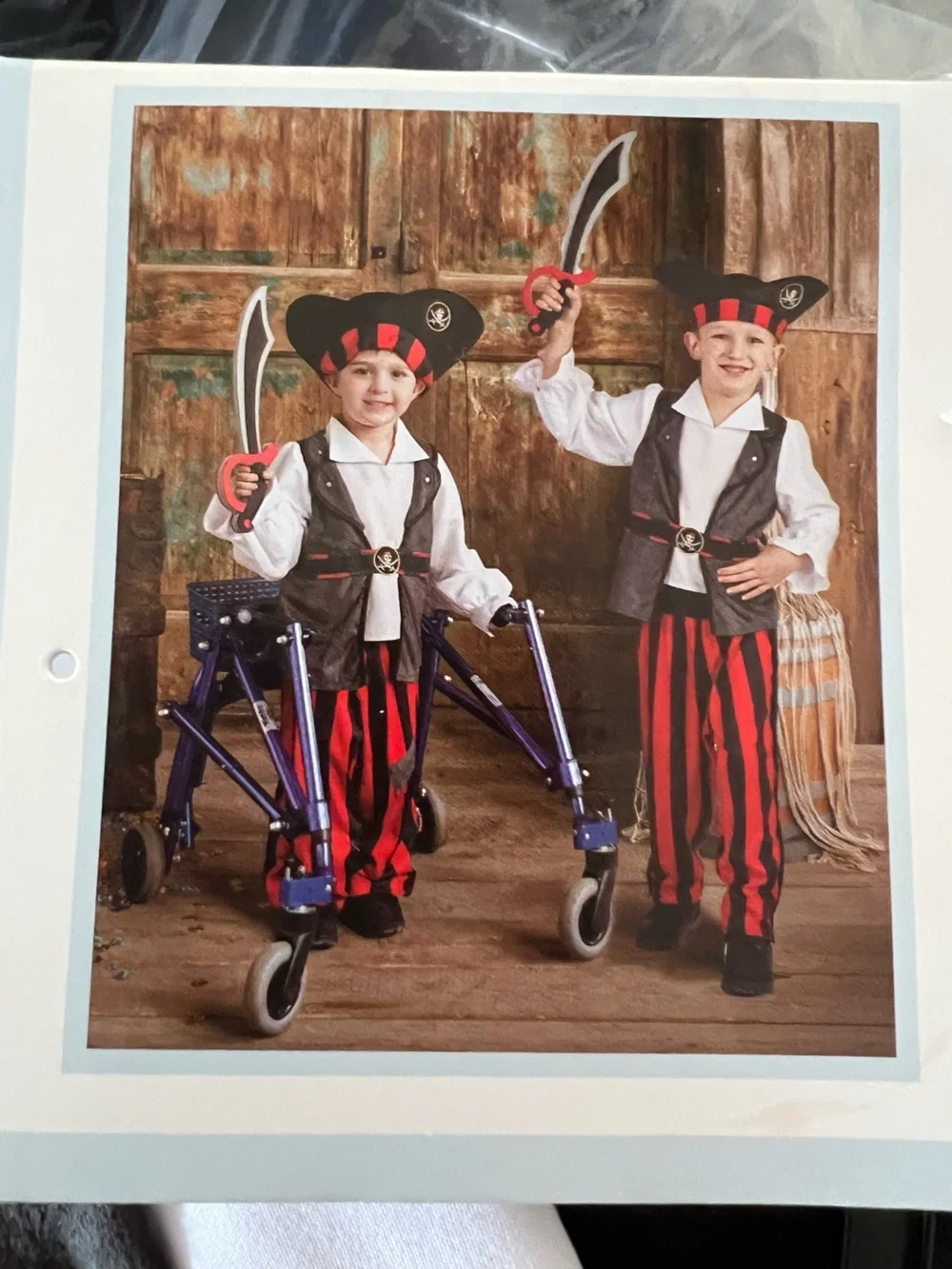 Kids Pirate Dress-Up Costume with Red & Black Striped Pants